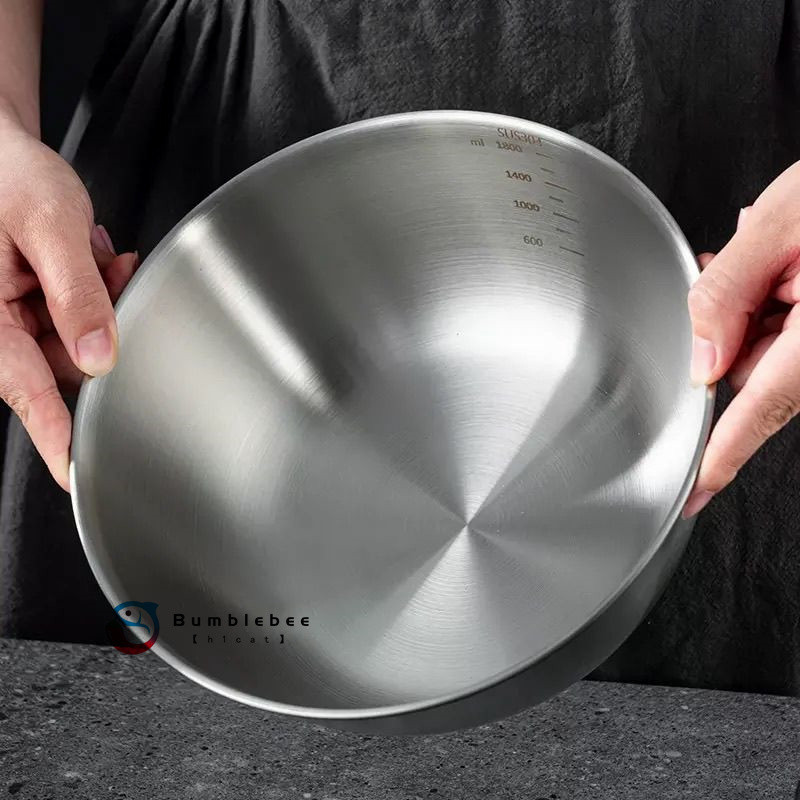 【h1cat】316不銹鋼料理盆碗帶刻度打蛋和面沙拉涼拌水果烘焙家用碗冷面碗