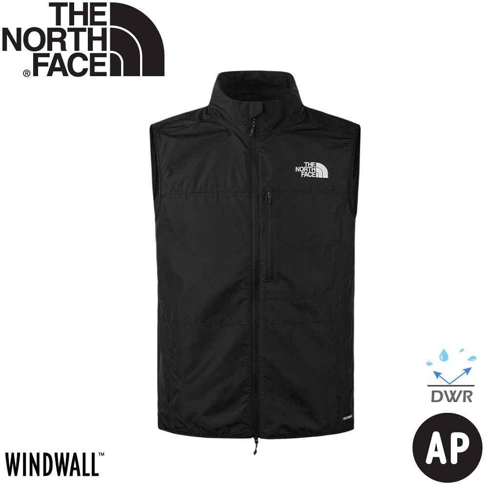 【The North Face 男 輕量防風防潑水背心 AP《黑》】83TN/登山/透氣/休閒背心/DWR