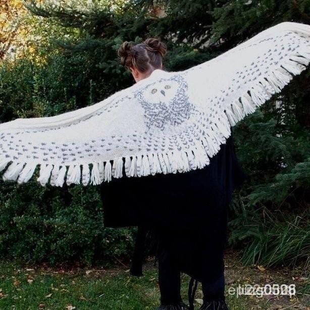 ✅工圍巾 圍巾 Hedwig knitting pattern 海德薇 貓頭鷹圍巾 貓頭鷹 針織衫 冬季 保暖 哈利波特