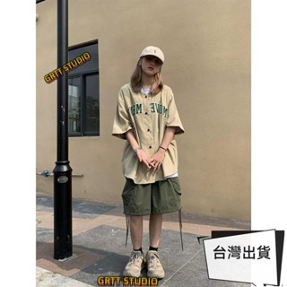 ✨🌟大尺碼襯衫男 上衣男 寬鬆襯衫男 日系街頭 美式復古棒球服 短袖男女 寬松 嘻哈 開衫 襯衫上衣 ins 襯衫外套