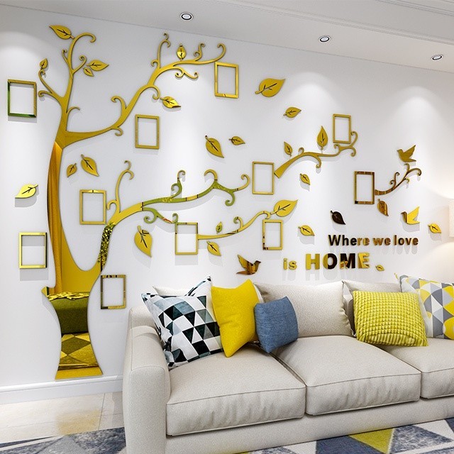 ▼▀創意相框樹3d立體水晶壓克力裝飾壁貼客廳沙發電視背景佈置牆貼家居裝飾