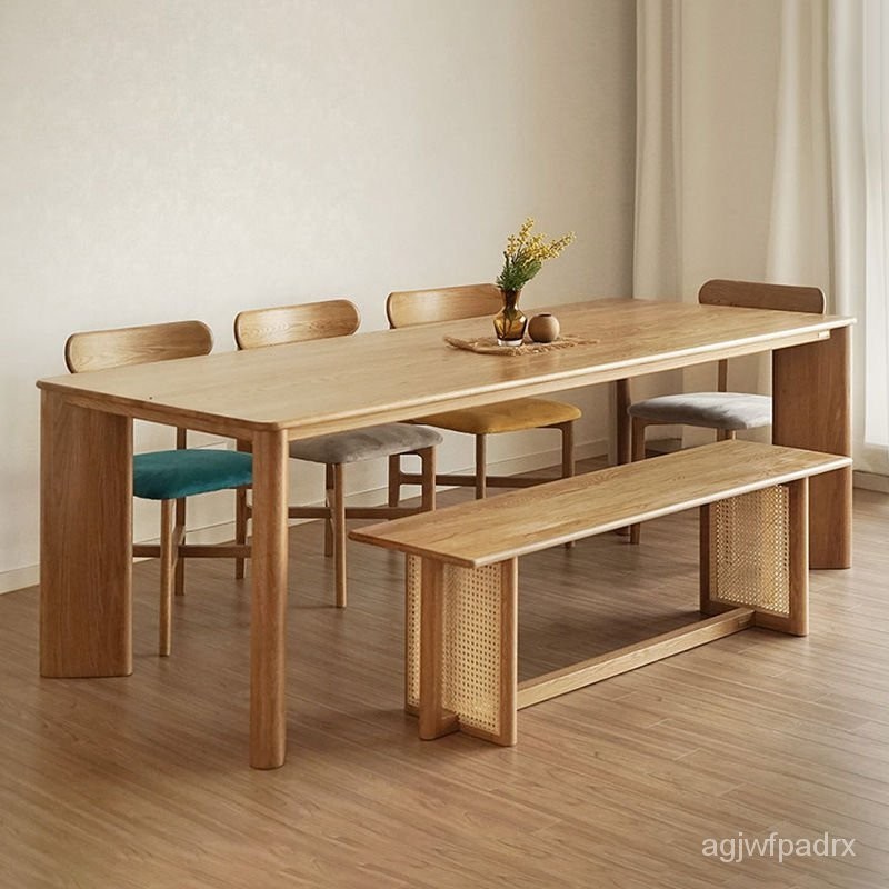 Sunny Corner🌹客廳書桌實木餐桌長方形日式中島原木傢用 北歐白蠟木工作桌