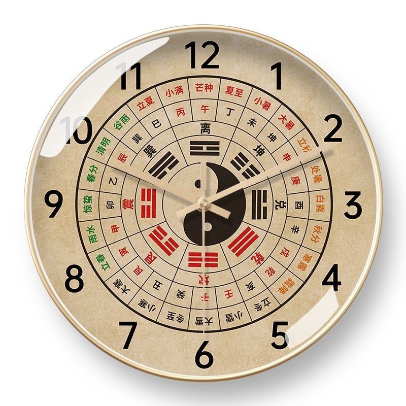 時鐘掛鐘座鐘八卦自動對太極掛鐘羅盤創意新式復古鐘表時鐘裝飾靜音 有趣優品