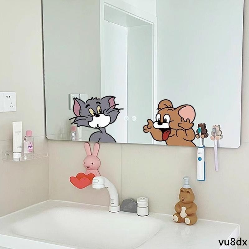浴室貼紙🛀貓和老鼠2024新款衛生間玻璃門貼防水家用廁所裝飾貼紙鏡子貼畫
