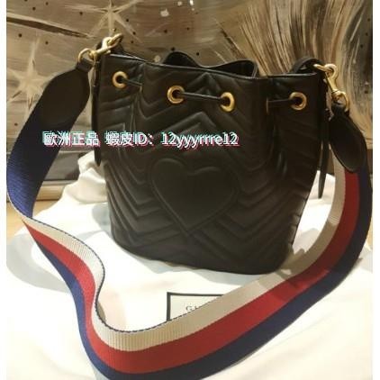 精品二手 GUCCI GG Marmont 黑色 束口水桶袋 手提包 肩背包 斜背包 476674 現貨