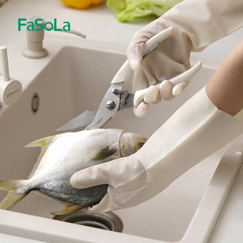 FaSoLa丁腈橡膠手套女家務洗碗廚房耐用加厚家用洗衣服防水清潔