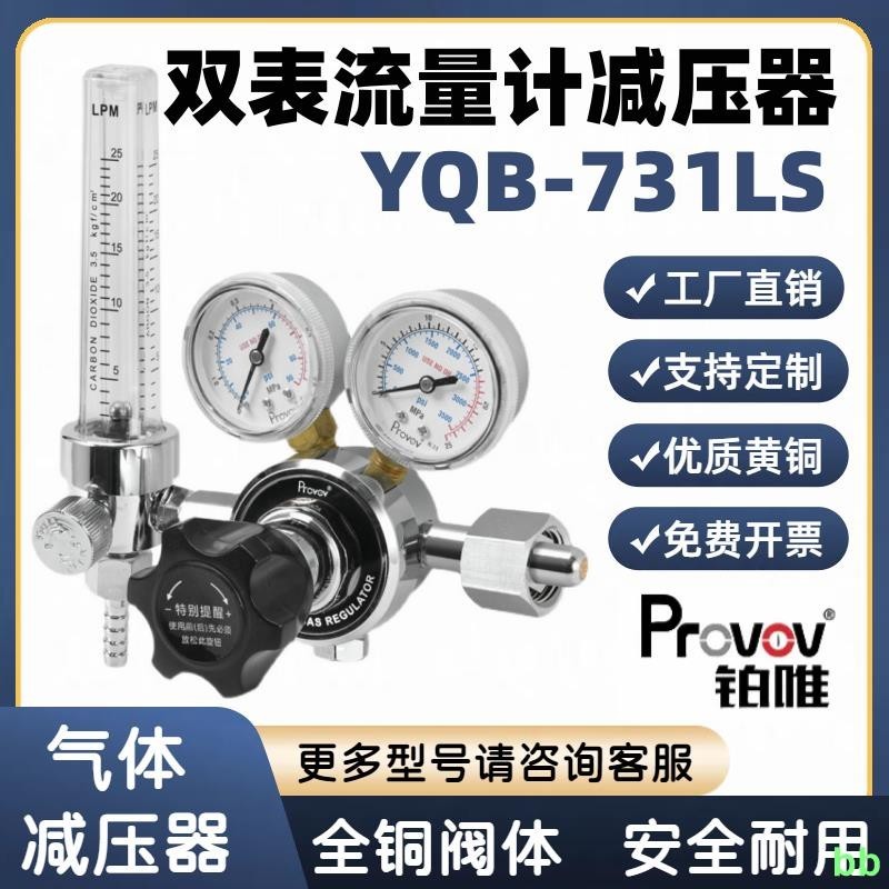 下殺 工廠直銷#雙表標準氣體流量計減壓表壓力表YQB-731LS甲烷尾氣檢測8L小鋼瓶