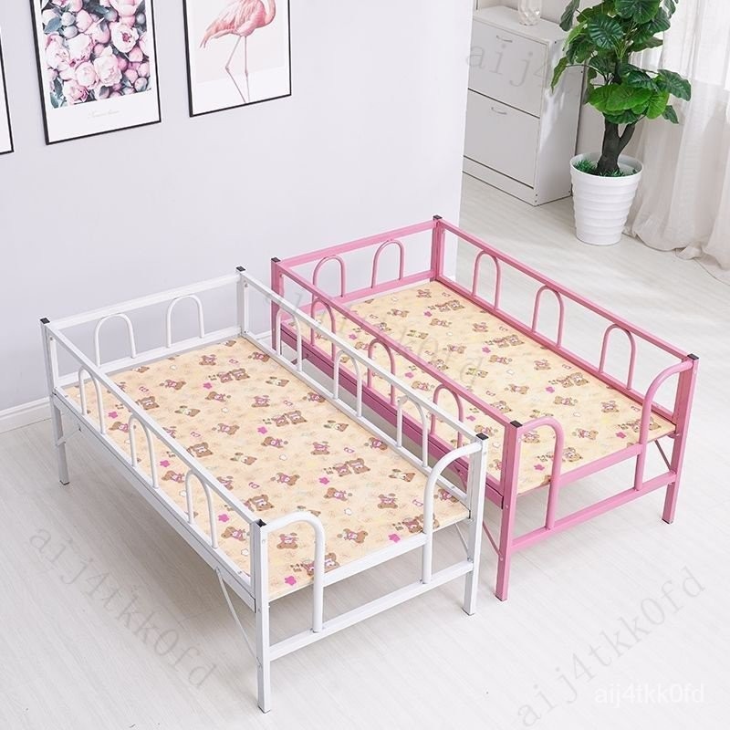兒童折疊床帶護欄男孩女孩公主床嬰兒加寬單人拚接鐵床簡易床邊床