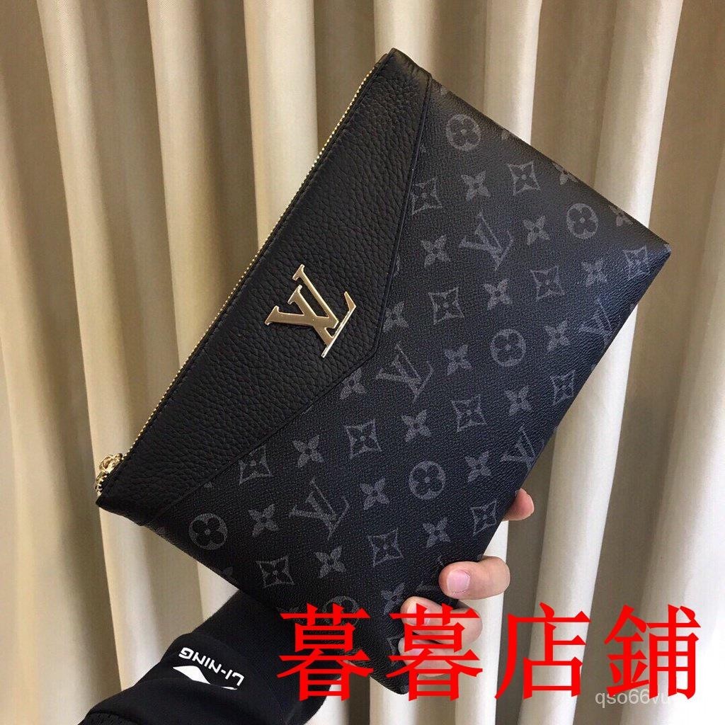 暮暮二手//Louis Vuitton 路易威登男包 手拿包 手包 經典黑花 大容量 手抓包 進口牛皮 真皮包