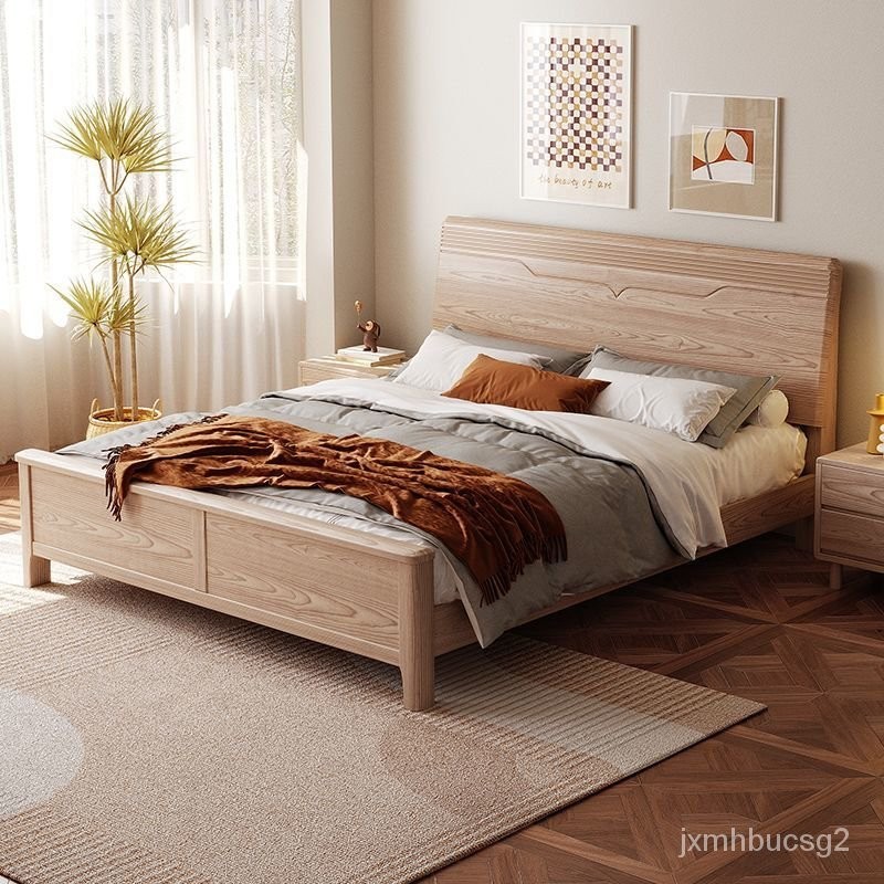 床架 雙人床架 單人床架 雙人床 高架床 掀床 實木床架 單人床 雙人床 床闆 和諧傢園北歐全實木床高箱儲物現代簡約傢用