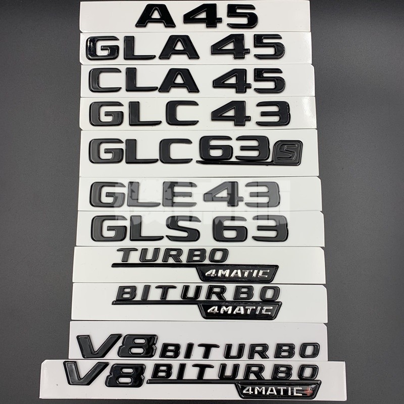 『機械師』奔馳車標改裝AMGA45 CLA45 GLC63 GLA GLE GLS標誌尾標後標亮黑色
