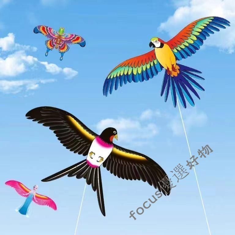風箏🔥新款動態風箏釣魚竿兒童玩具手持卡通風箏微風易飛翅膀抖動小風箏F5