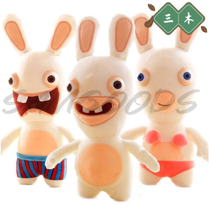 三木家 兔子玩偶 布偶 毛絨玩具 人偶 玩偶 兒童玩具 遊戲周邊毛絨玩具瘋狂的兔子公仔雷曼兔齙牙兔公仔可愛小兔子娃娃搞