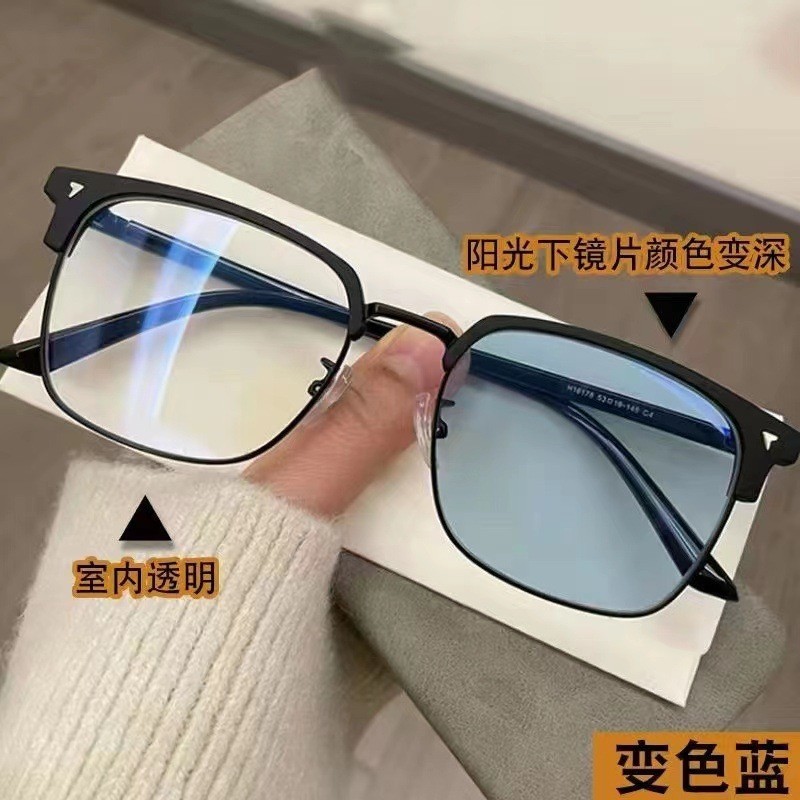 [臺灣出貨]防藍光眼鏡 複古半框眼鏡  眉毛眼鏡 框架可配度數變色 近視眼鏡  老花眼鏡