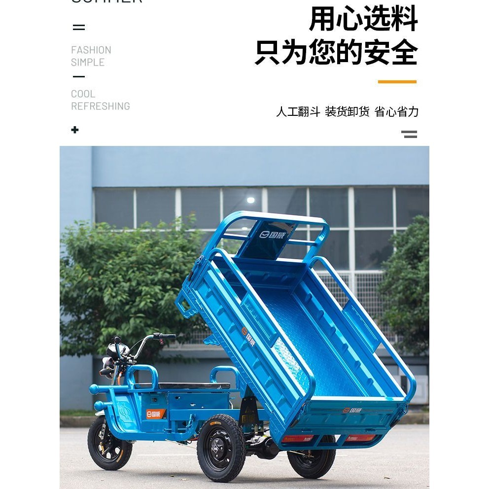 【限時優惠，臺灣專供】國威電動三輪車拉貨貨車載重王農用大功率帶棚成人傢用載貨可上牌