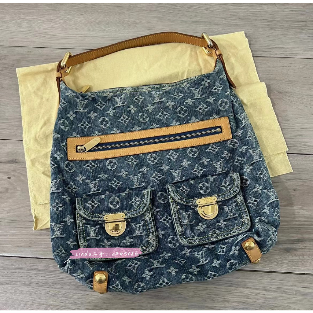 LOUIS VUITTON 路易威登 LV DENIM BAGGY PM 單寧枕頭包 99新