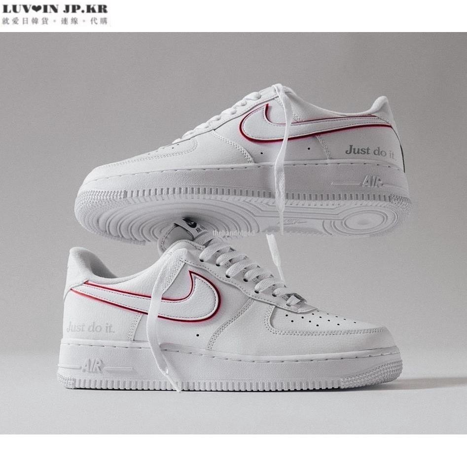 【日韓連線】Nike Air Force 1 Low Just Do It 白紅 男女休閒滑板鞋 DQ0791-100