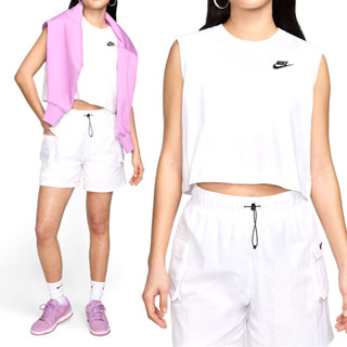 Nike AS W NSW CLUB CRP SL TEE 女款 白色 LOGO 短版 背心 FV5506-100