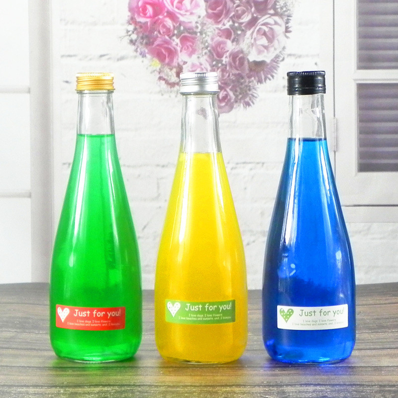 新款促銷370ml錐形大肚飲料瓶瓶果汁礦泉水瓶訂製鋁蓋瓶蘋果醋酒