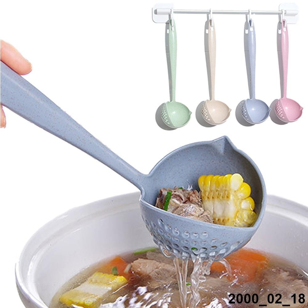 熱銷 2 合 1 長柄湯勺家用過濾器烹飪漏勺廚房勺塑料勺餐具