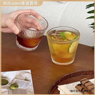 ⭐臺灣熱賣⭐商用日式豎條紋玻璃杯ins茶杯威士忌酒杯簡約果汁咖啡杯喝水杯子水杯 馬克杯 陶瓷 卡通
