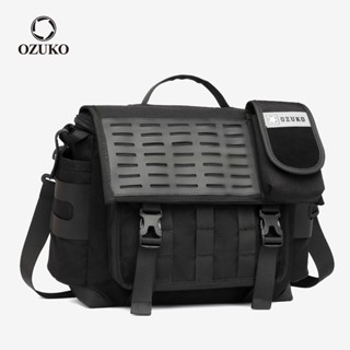 Ozuko 男士時尚戶外大容量功能防水牛津旅行斜背包QY88