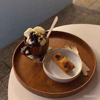 💯桃園出貨✔️圓形木託盤ins風餐盤日式木質茶盤傢用水杯收納盤咖啡廳盤子 日係原木託盤 木盤 木質餐盤 木託盤 小託盤