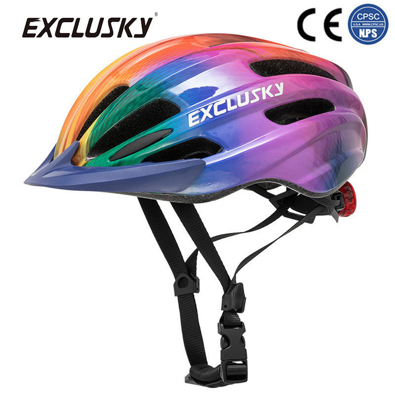 EXCLUSKY兒童自行車安全帽 騎行頭盔 一體成型安全帽 自行車輪滑滑板運動安全帽 輕便透氣安全帽 帶帽簷安全帽