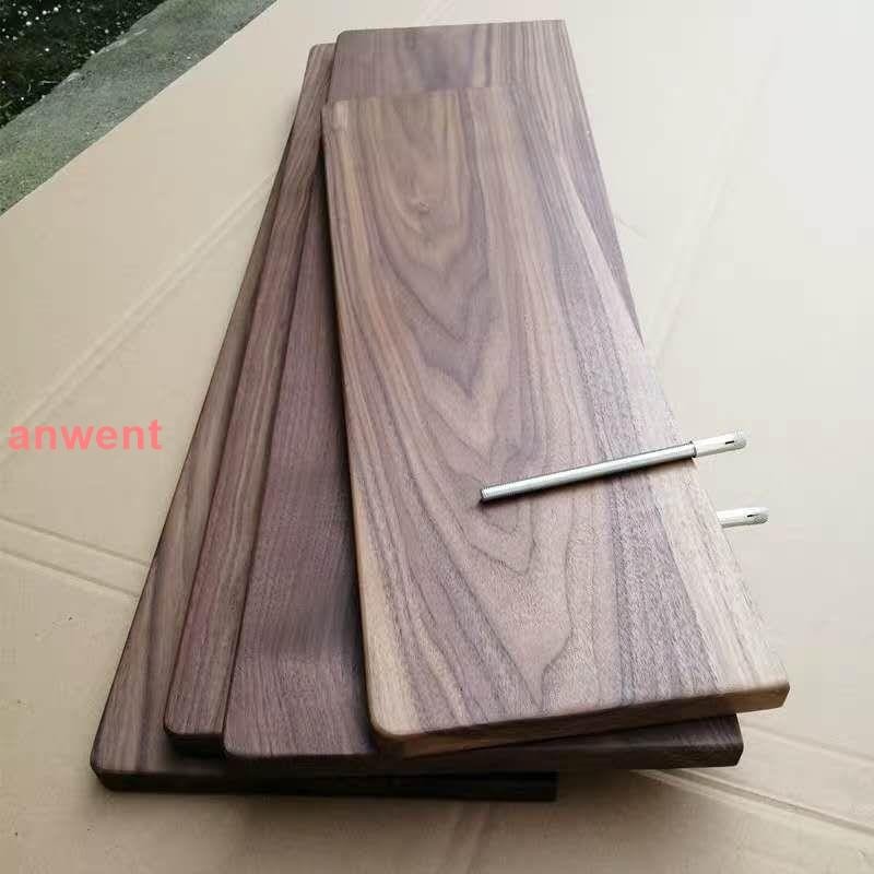 特賣qaz黑胡桃實木原木一字隔板置物架層板桌面板