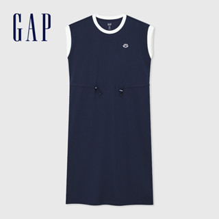 Gap 女裝 Logo抽繩圓領無袖洋裝-海軍藍(465046)