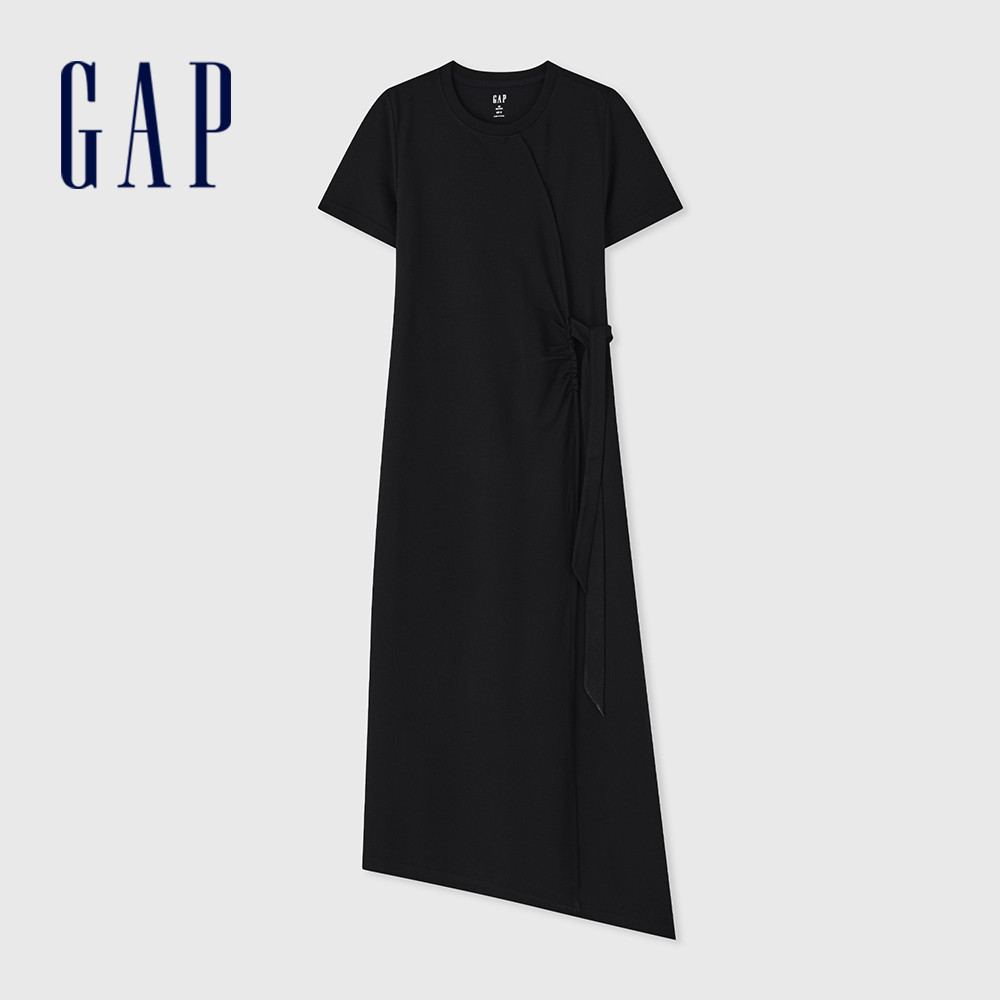 Gap 女裝 圓領短袖洋裝-黑色(465828)