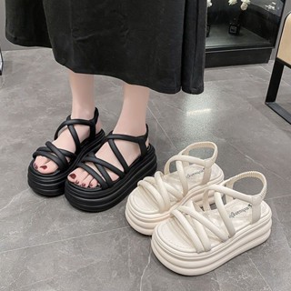 💕洋洋鞋店💕厚底涼鞋 防滑涼鞋 內增高跟涼鞋女士夏季新款爆款網紅小個子厚底沙灘運動羅馬鞋 軟底涼鞋 防水涼鞋 女生涼鞋