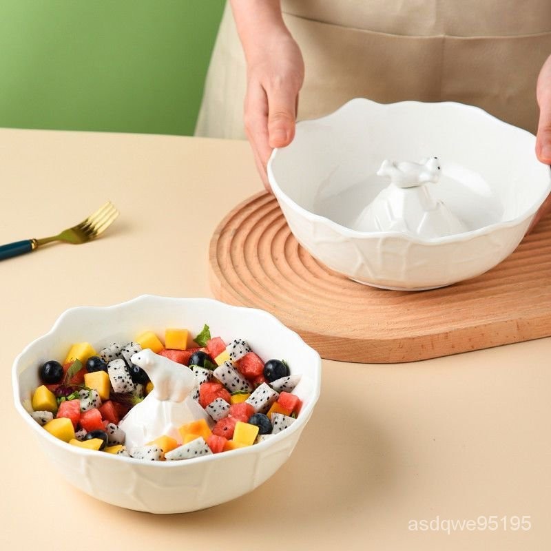 北極熊碗個性創意餐具小熊水果碗立體動物沙拉碗甜品碗白熊碗碗碟瓷器餐具組合陶瓷盤餐廚用具 ZUMW