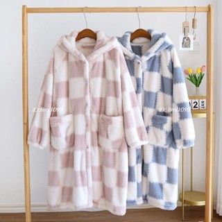 【精選】法蘭絨睡袍女秋冬保暖連帽浴袍加厚刷毛睡衣家居服毛絨絨浴衣珊瑚絨寬鬆舒適保暖