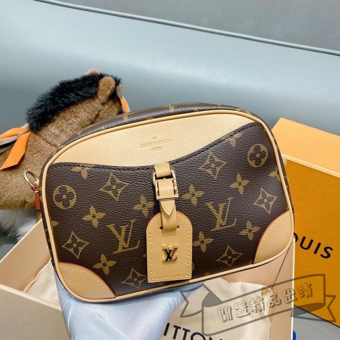 二手精品 LV 路易威登 相機包 M45528 DEAUVILLE 肩背包 老花拼色款 mini 實拍