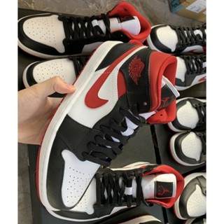 Air Jordan 1 Mid "Metalli Red" 白黑紅 籃球 554724-122 慢跑鞋
