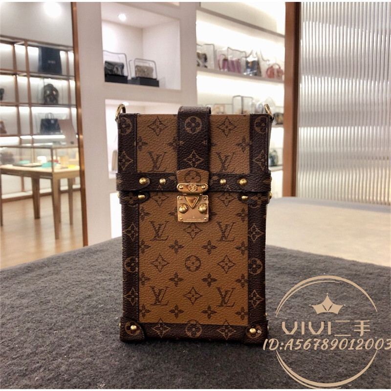 正品現貨 LV 路易尉登 TRUNK VERTICAL 老花 手機包 鏈條包 單肩包 斜挎包 M67873 棕褐色