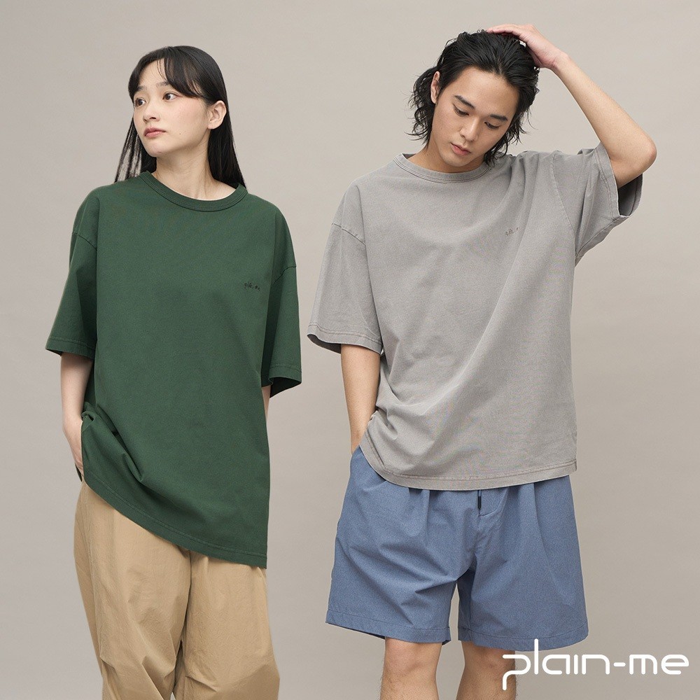 【plain-me】新色+補貨！寬版刺繡水洗短TEE PLN0033-241