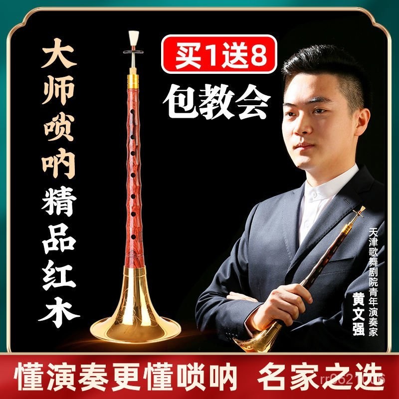 黃氏管樂嗩吶樂器全套精品紅木D調初學者專業民族演奏級吹奏喇叭 PEWA