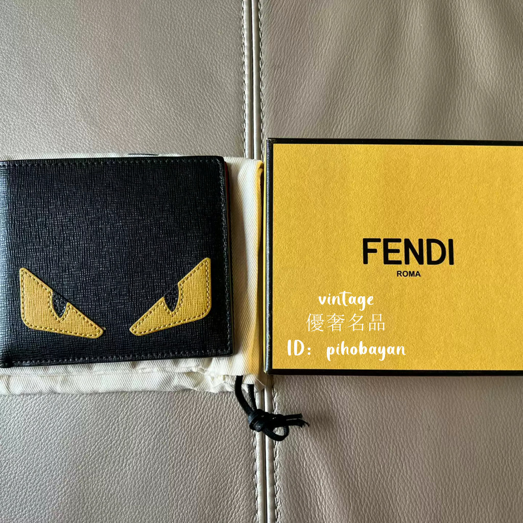 FENDI 芬迪 7M0169 小怪獸眼睛 對折短夾 錢夾 皮夾 錢包