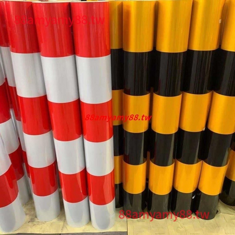 阿仁熱賣#40 80cm黑黃紅白反光膜警示樁反光貼電線桿反光條交通防撞柱子帶