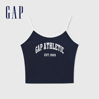 Gap 女裝 Logo印花圓領吊帶背心(附帶胸墊)-海軍藍(465280)