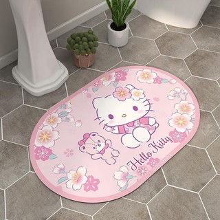 防滑地墊✨ 矽藻泥墊 hello kitty軟矽藻泥浴室吸水地墊衛生間防滑踩腳墊廁所地毯卡通 浴室衛生間 吸水地墊