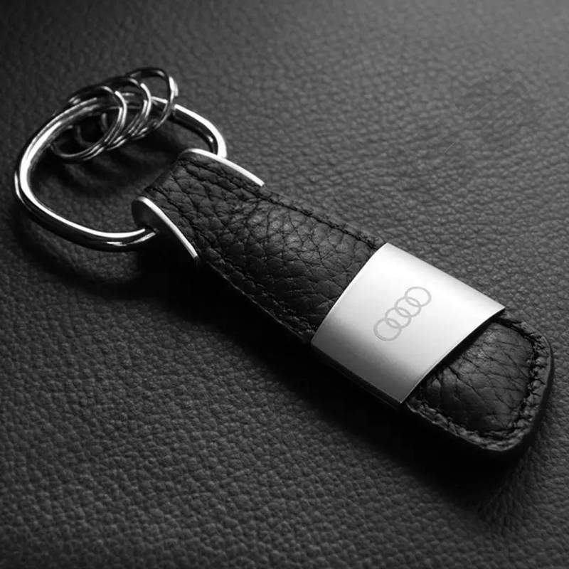特惠👍適用於奧迪鑰匙扣高檔原廠真皮皮質 四環標鋅合金精品 車內創意個性