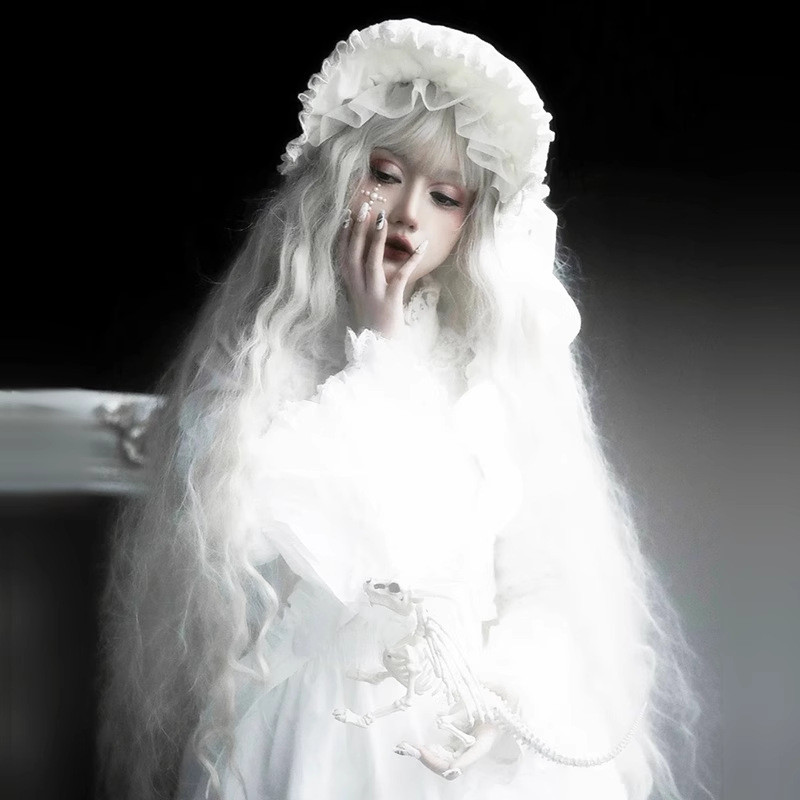 假髮女天使白色1米長長髮lolita玉米羊毛捲森係寫真長捲髮