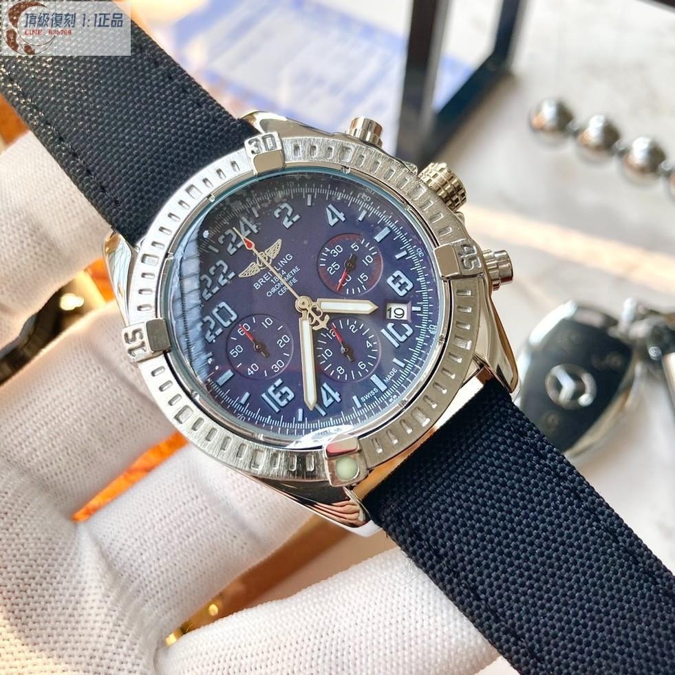 高端 Breitling百靈男錶石英腕錶三眼六針多功能設計跑秒帶日曆男士商務休閒手錶男錶石英錶