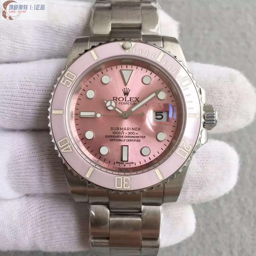 高端 Rolex勞力士水鬼粉水鬼精品女款機械手錶情侶對錶3135機實拍免運(出貨前可拍視頻確認)