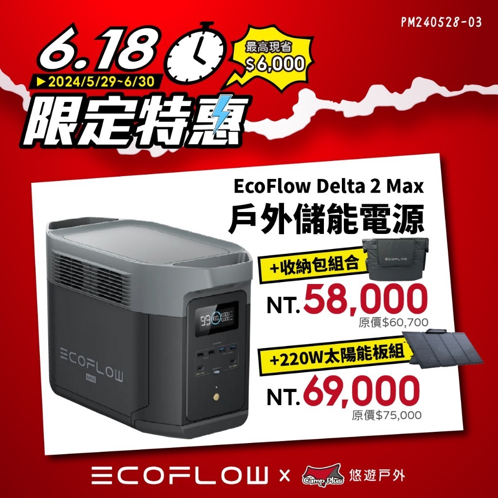 【EcoFlow】Delta 2 Max 戶外儲能電源 EFDT2-M 移動電源 電池 戶外電源 車露 露營 悠遊戶外