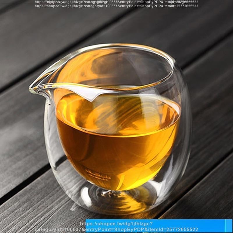 ❤特惠❤ 玻璃公道杯 加厚茶杯 ins 透明 耐熱 防燙 簡約 200ml雙層玻璃杯造型