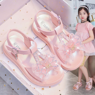 💕洋洋鞋店💕兒童涼鞋 女童防滑涼鞋 女童涼鞋新款甜美洋氣軟底公主鞋韓版實心中大童女孩時尚涼鞋 女童公主涼鞋 女童包頭涼鞋